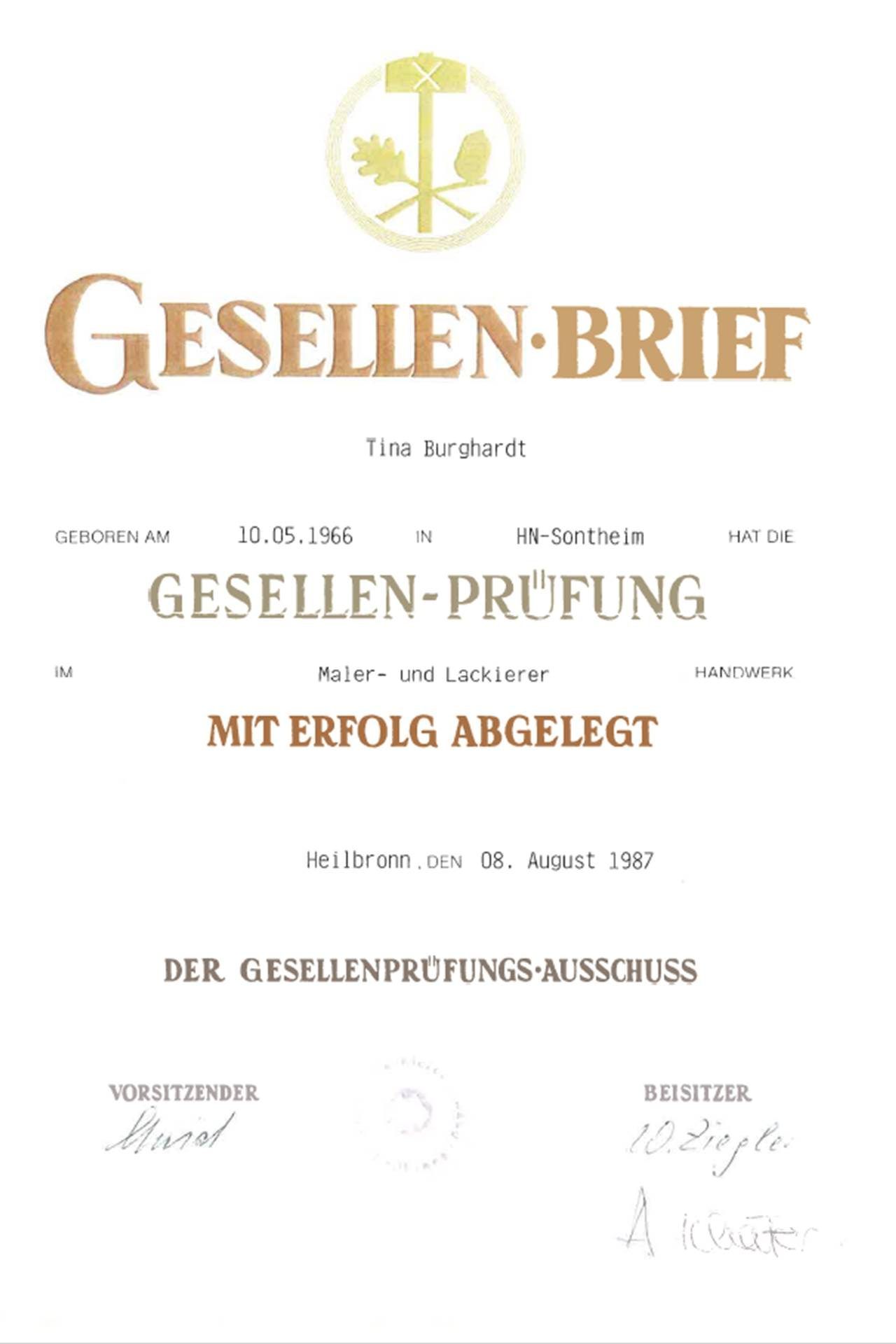 Gesellenbrief Tina Klenk